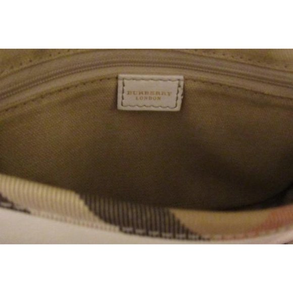 Burberry Purses Plaid Trim White Leather With Nova Check And Coated Canvas Bag - Picture 8 of 12